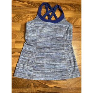 Lululemon Enhearten Tank Space Dye Camo Caspian Blue Sapphire Blue‎ Yoga Size 8